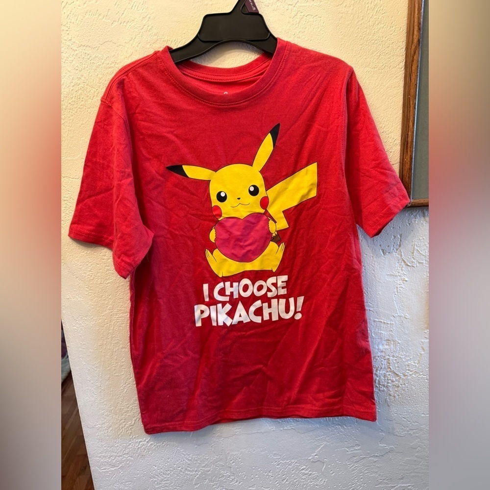 NEW Unisex Red Pikachu Kids T-Shirt Sz XXL 18 “I Choose Pikachu” Valentines Day